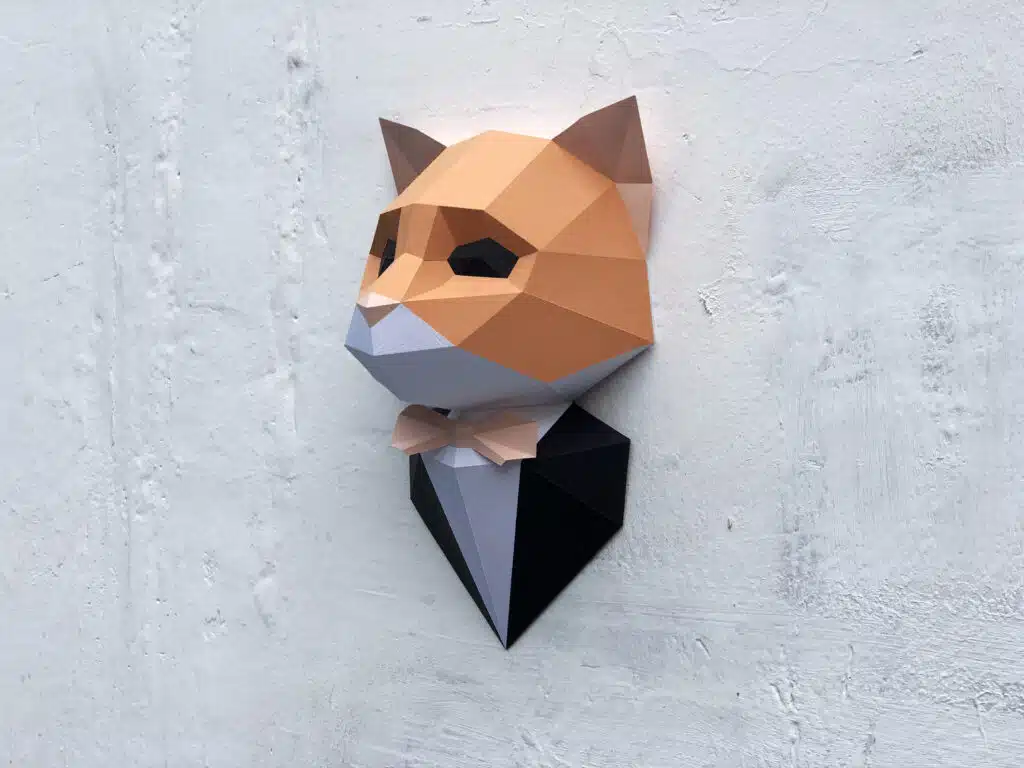 Kat in pak papercraft 3D, weergave 2