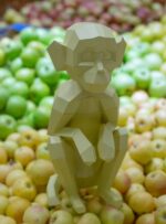 Seated monkey in 3D papercraft