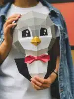 Pinguino con farfallino in papercraft 3D