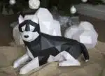 Husky liggend papercraft 3D, weergave 5