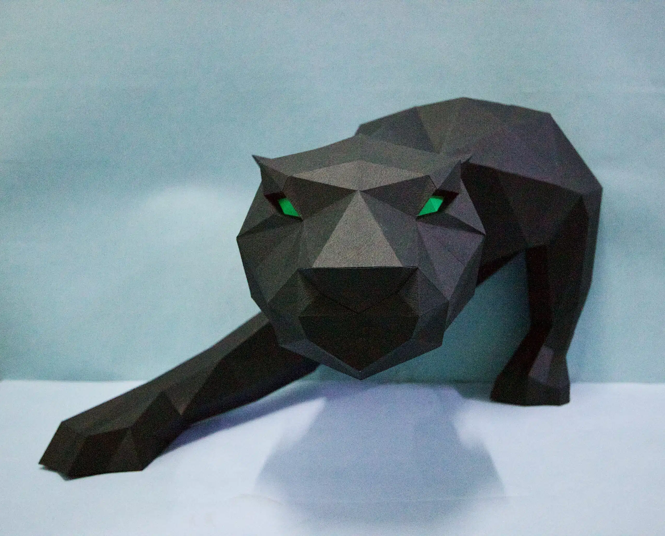 3D-papercraft panter voor aan de muur, weergave 7