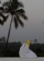 Papercraft eagle head in 3D origami