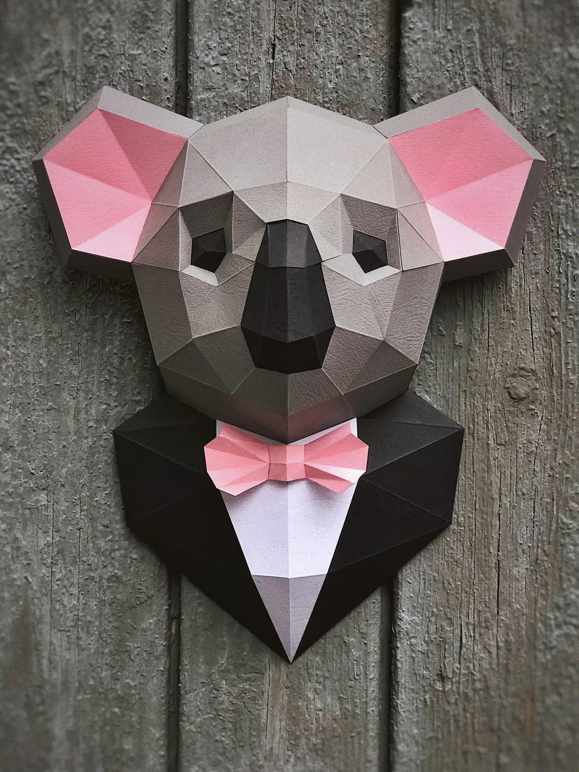 Koala in costume in papercraft 3D, dettaglio