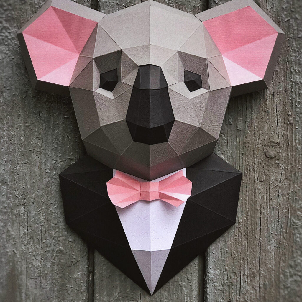 Koala in costume in papercraft 3D