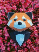 Panda rosso in costume papercraft 3D