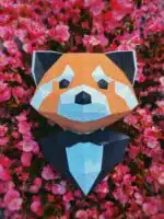 Rode panda in pak papercraft 3D, weergave 9
