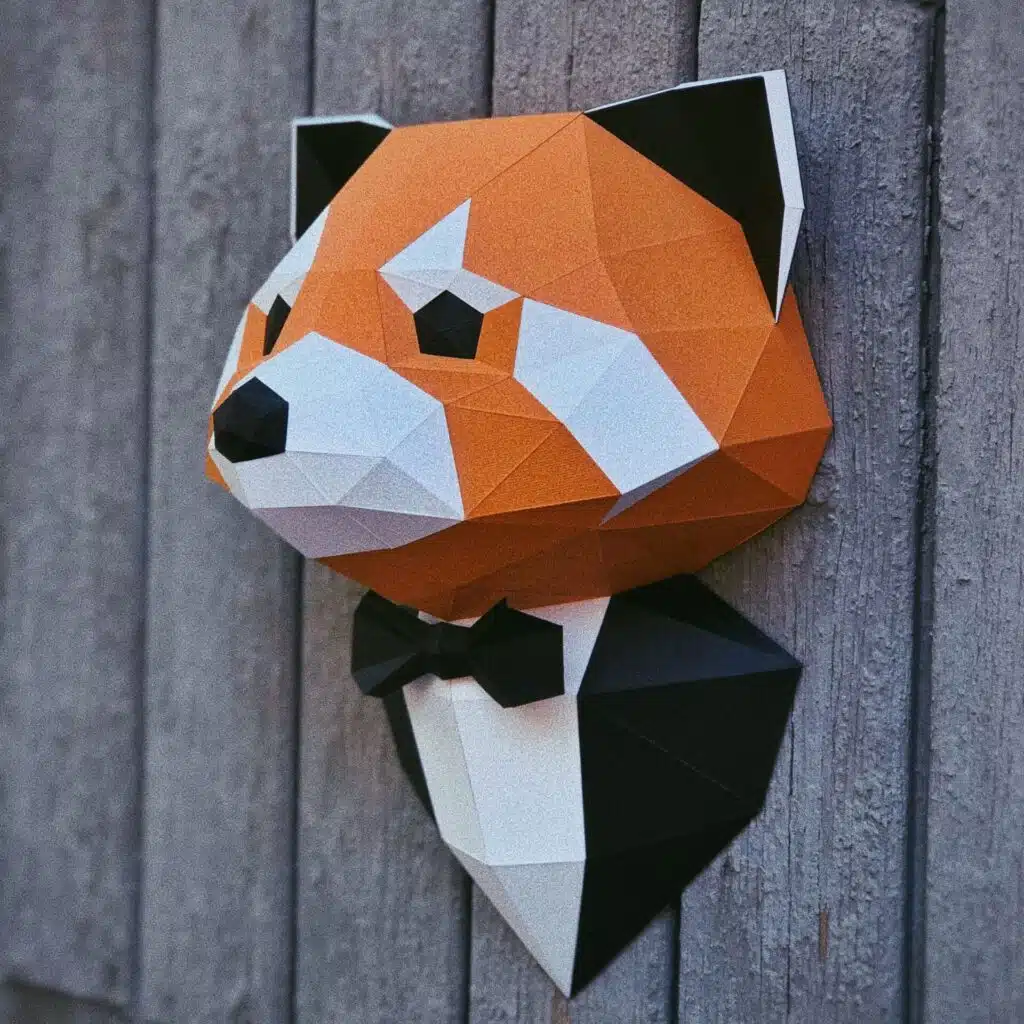 Panda-vermelho de terno papercraft 3D