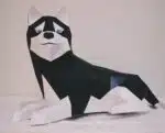 Husky liggend papercraft 3D, weergave 6