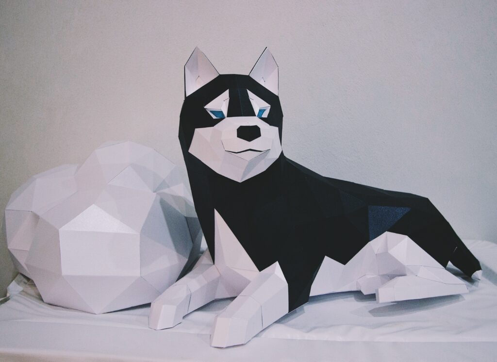 Papercraft of husky in 3D origami Papercraft of husky in 3D origami