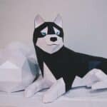 Papercraft of husky in 3D origami