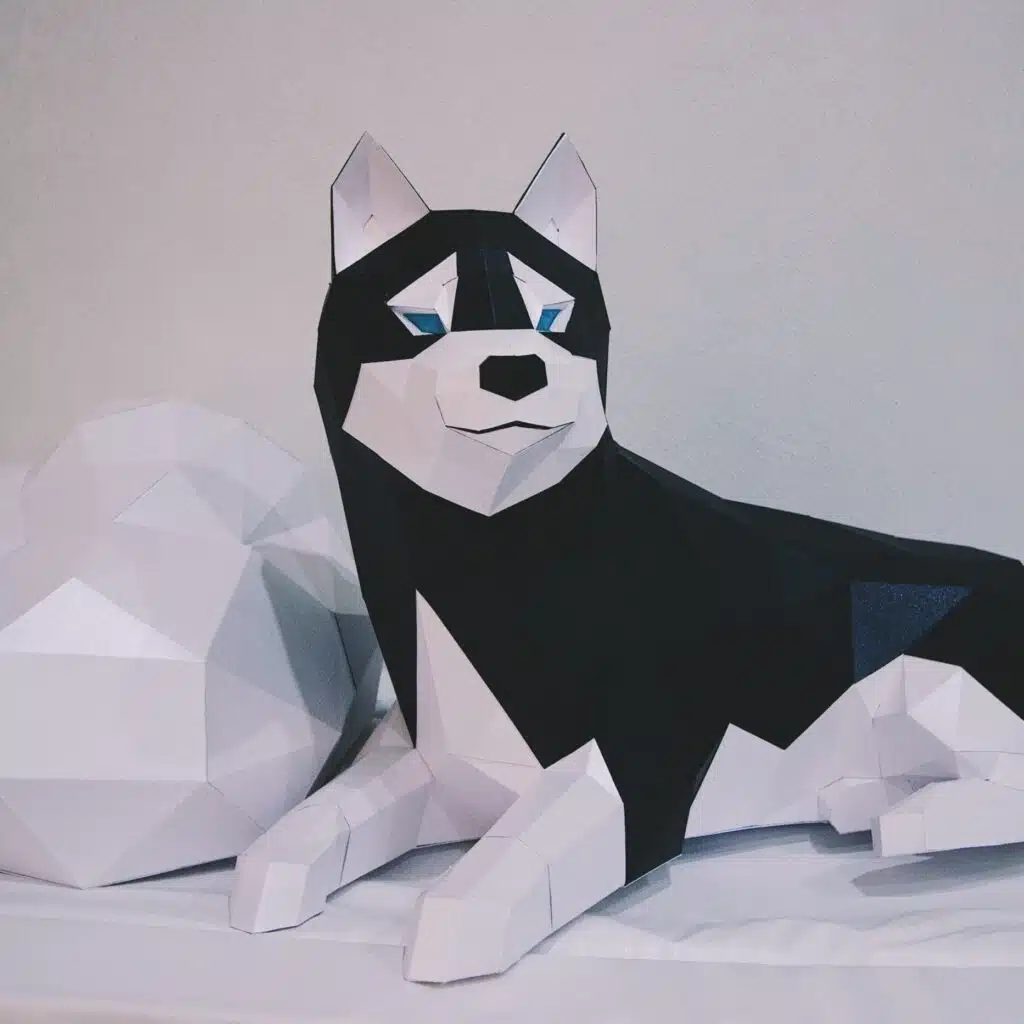 Papercraft of husky in 3D origami Papercraft of husky in 3D origami
