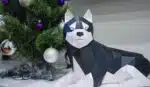 Husky liggend papercraft 3D, weergave 7
