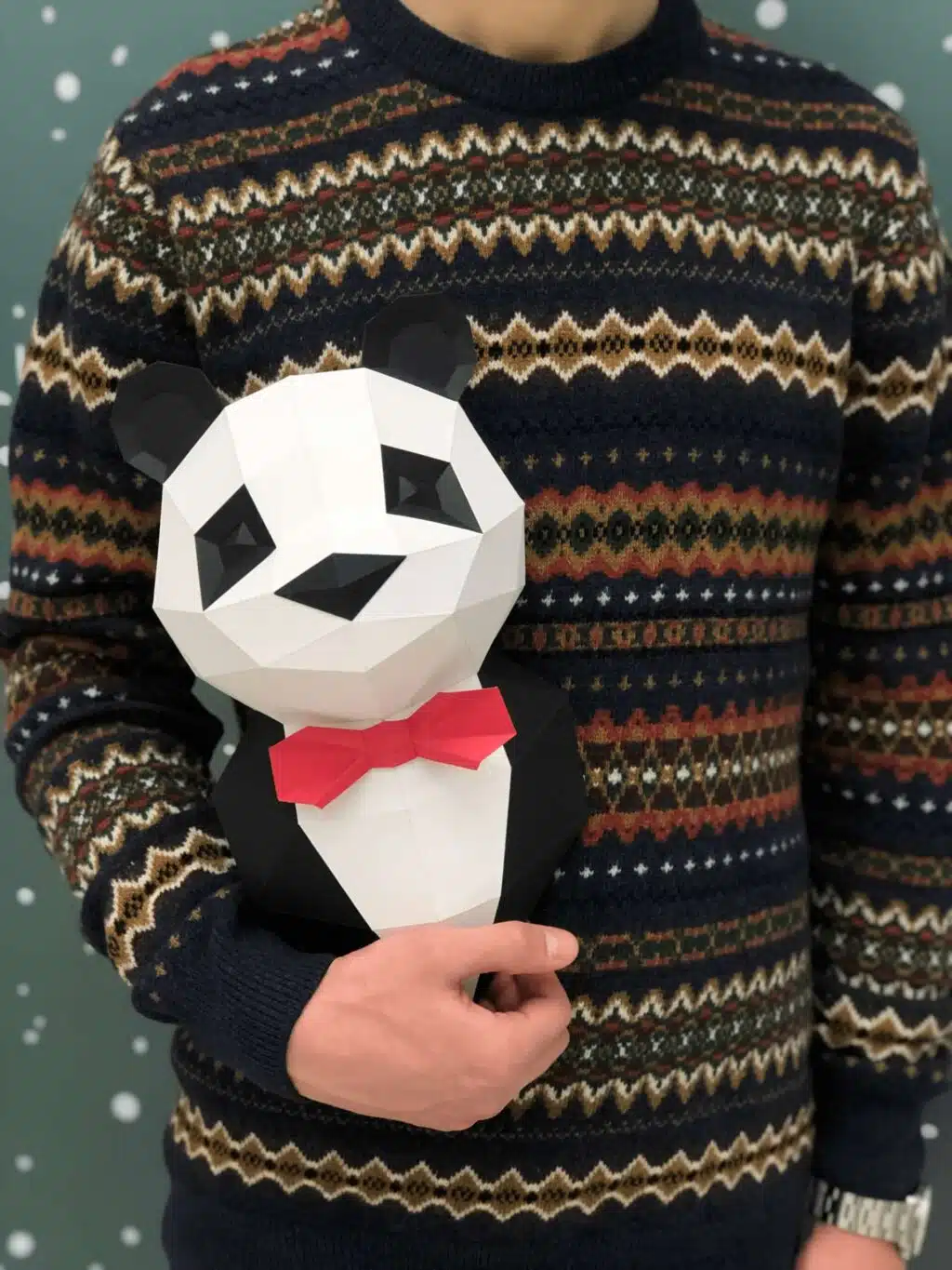 Panda in pak papercraft 3D, weergave 2