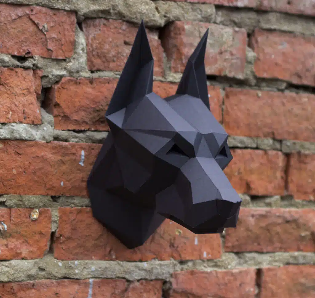 Origami 3D dobermannkop, 3D-model