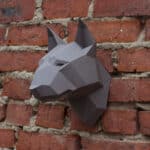 Papercraft testa di bull terrier in origami 3D