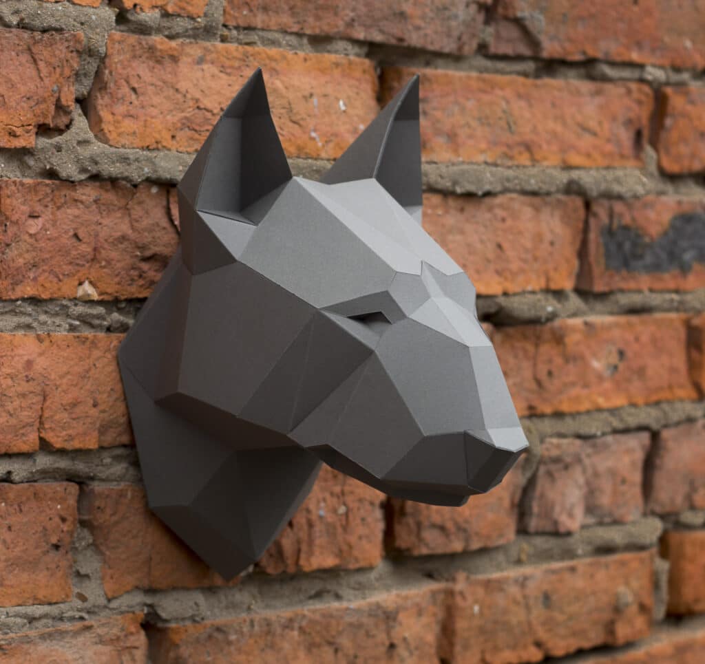 Papercraft testa di bull terrier in origami 3D Papercraft testa di bull terrier in origami 3D