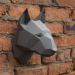 Papercraft testa di bull terrier in origami 3D