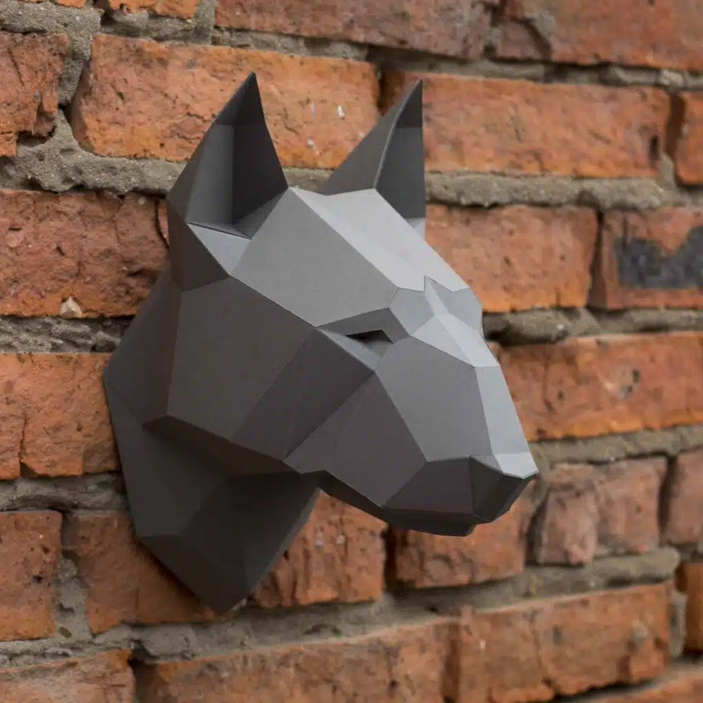 Testa di bull terrier in papercraft 3D
