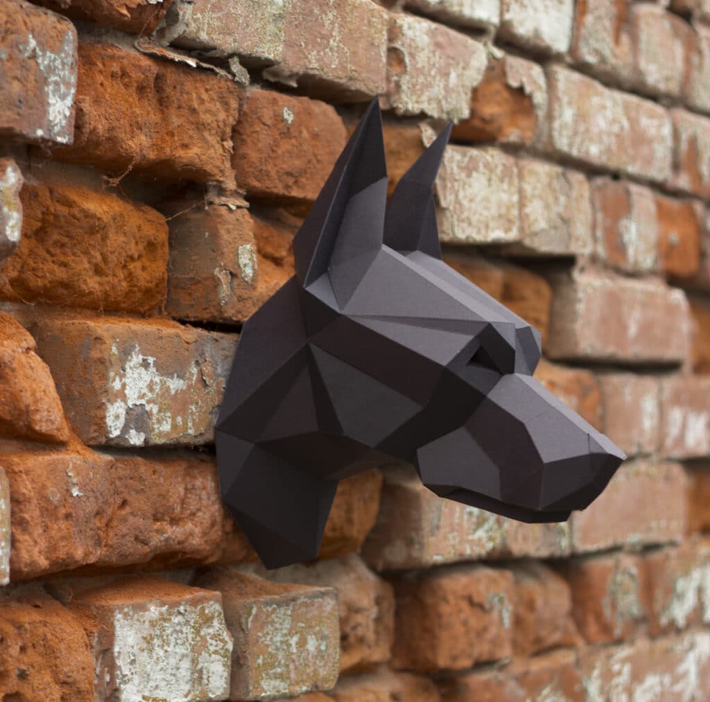Tête de doberman en papercraft 3D