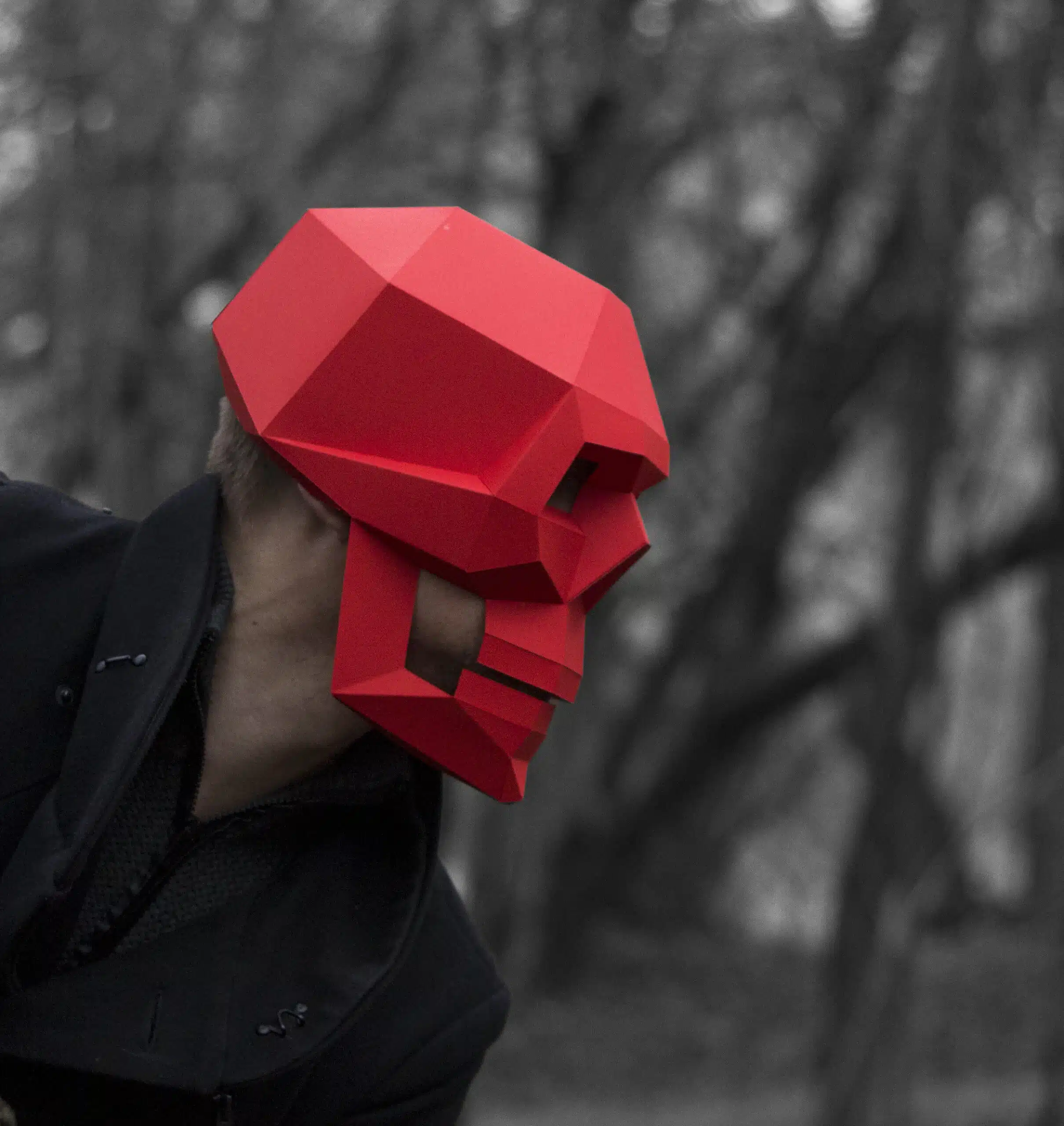 Doodskopmasker in 3D-papercraft, weergave 4