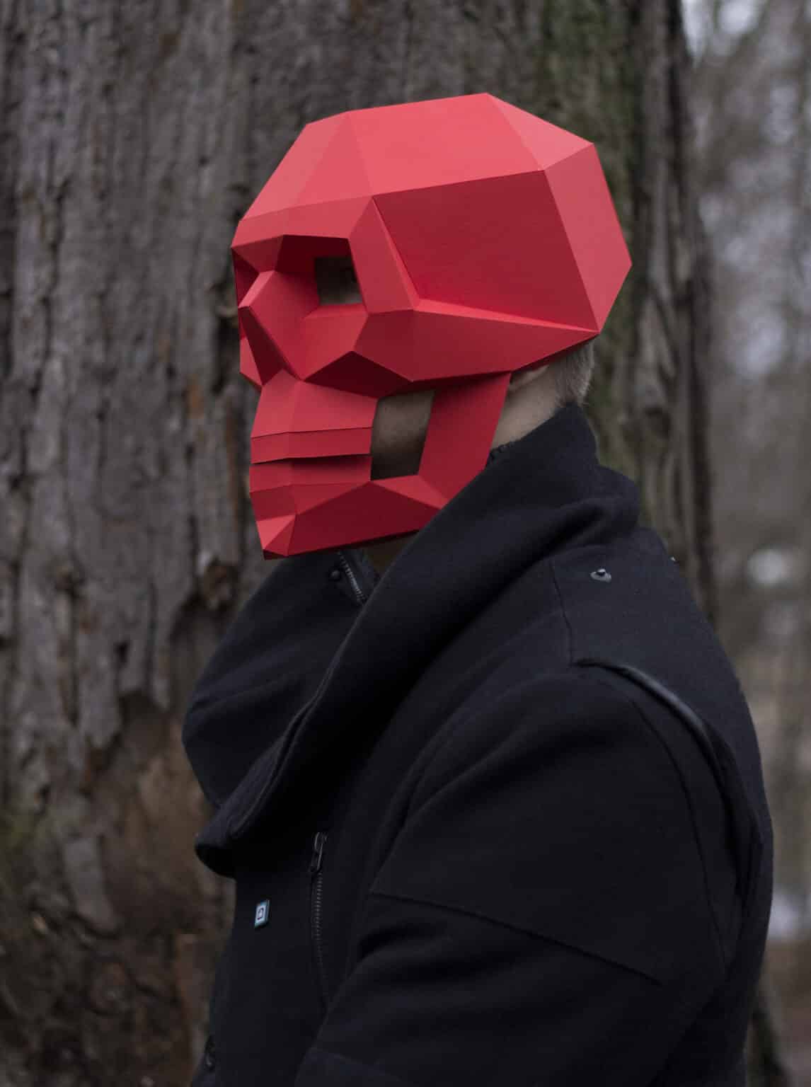 Papercraft de masque crâne gothique en origami 3D