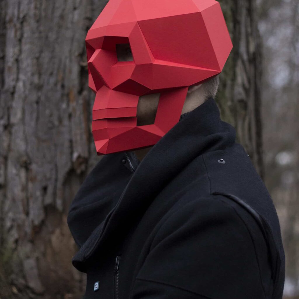 Papercraft de masque crâne gothique en origami 3D