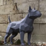 Papercraft de bull terrier em origami 3D