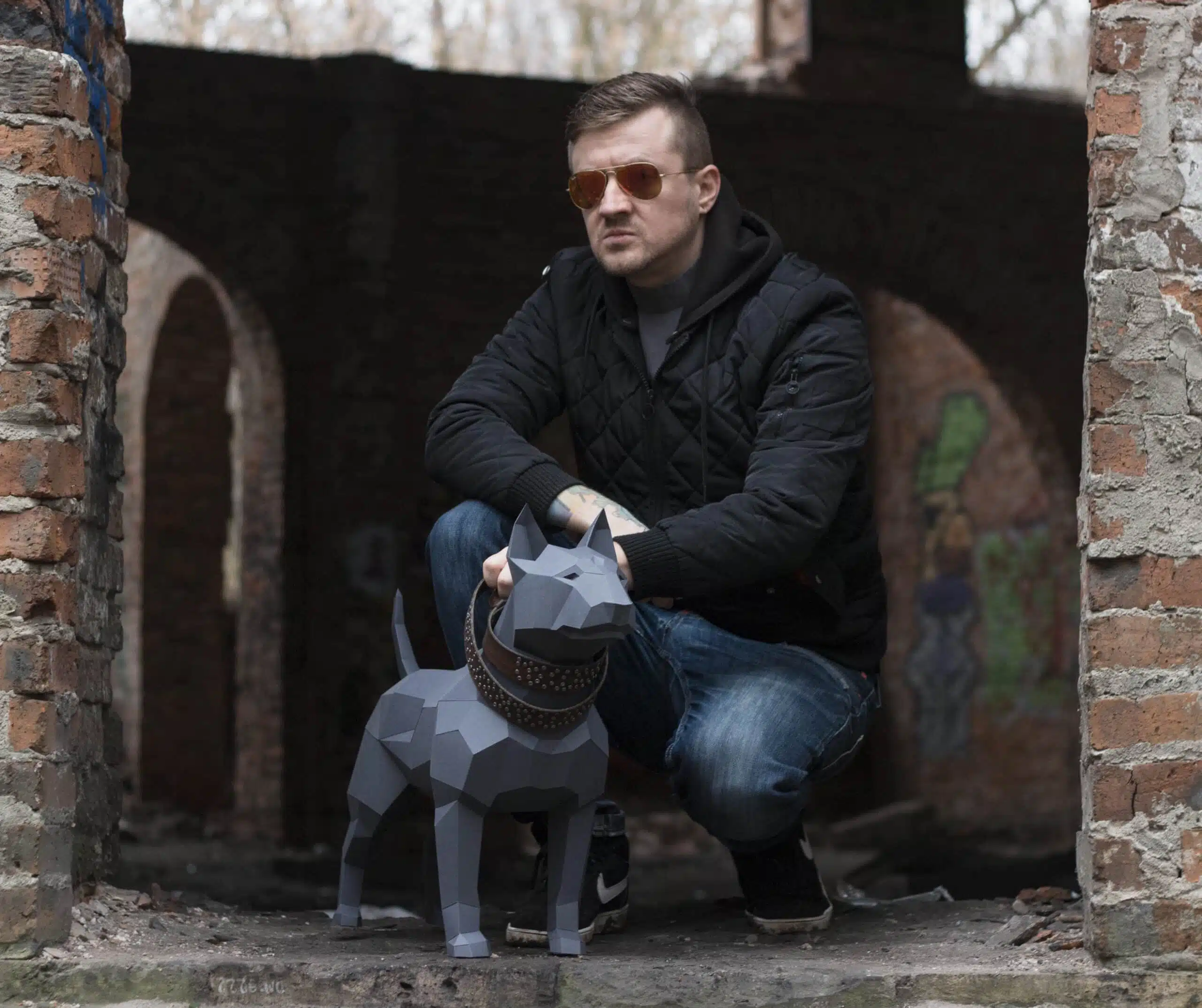 Bulldog in papercraft 3D, weergave 4