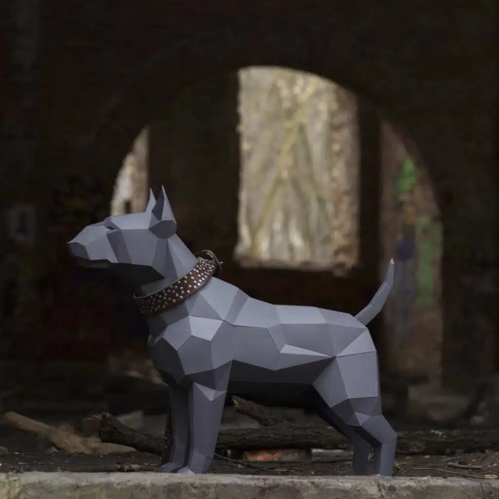 Papercraft de bull terrier en origami 3D
