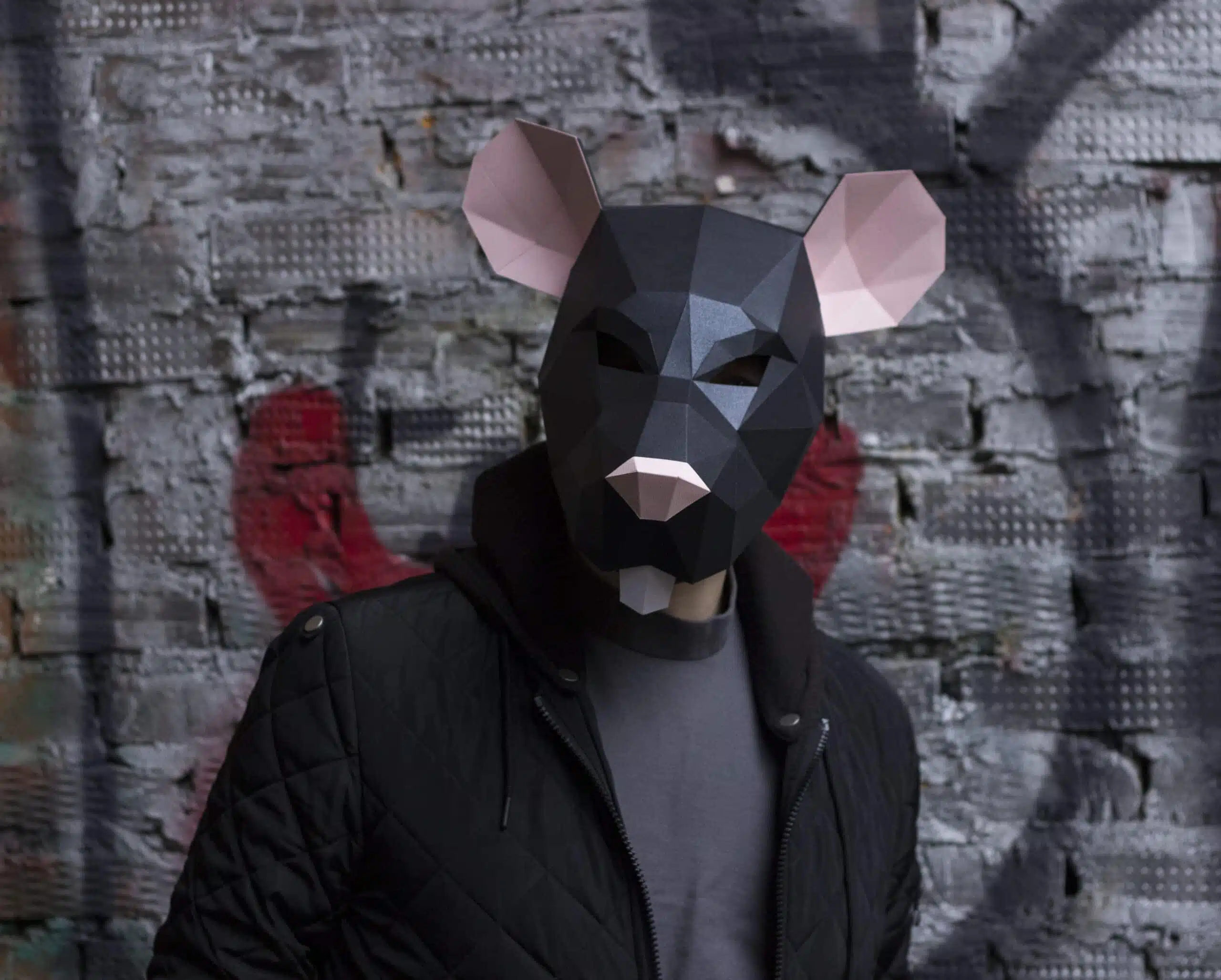Ratmasker in papercraft 3D, weergave 5