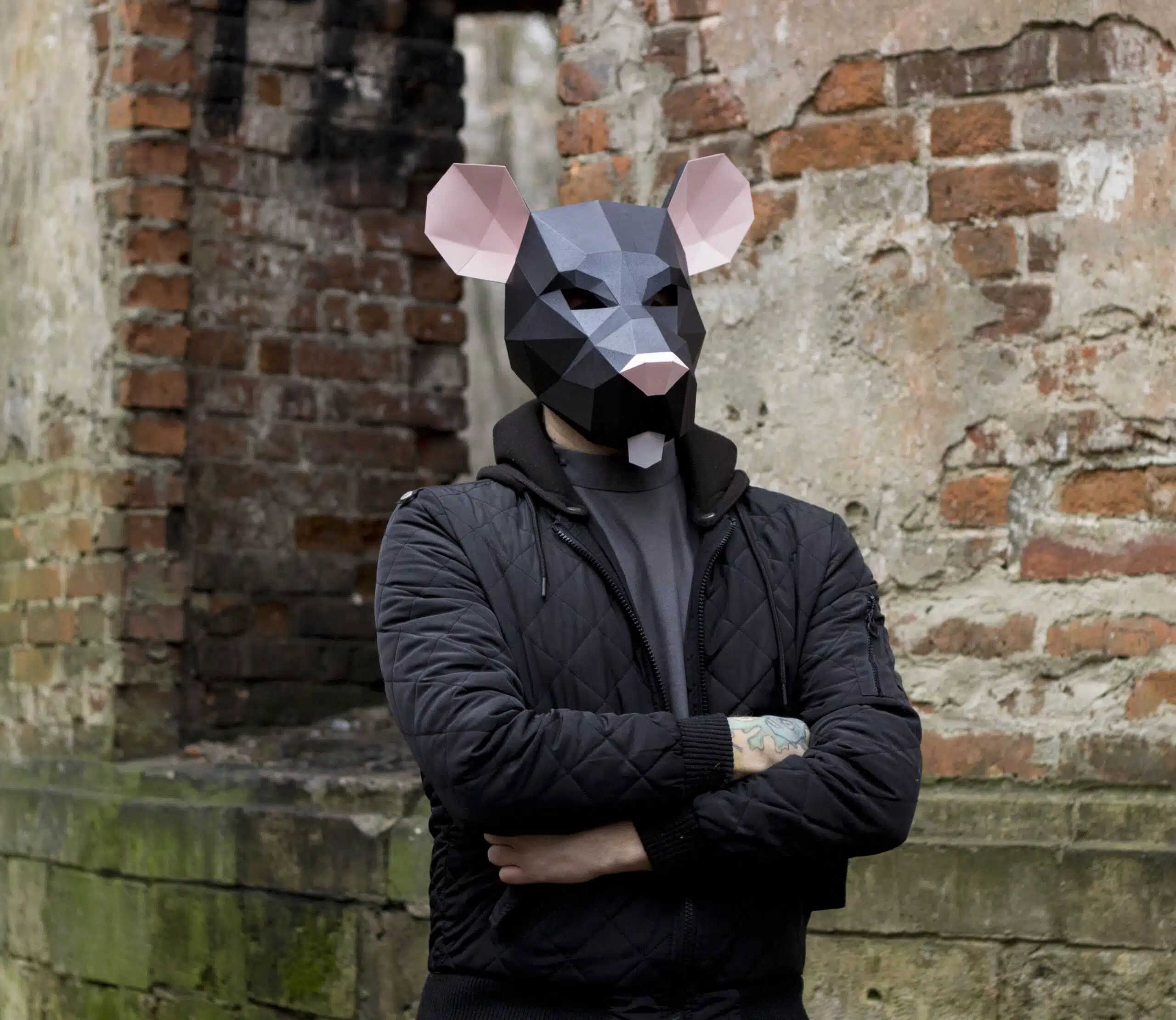 Ratmasker in papercraft 3D, weergave 4