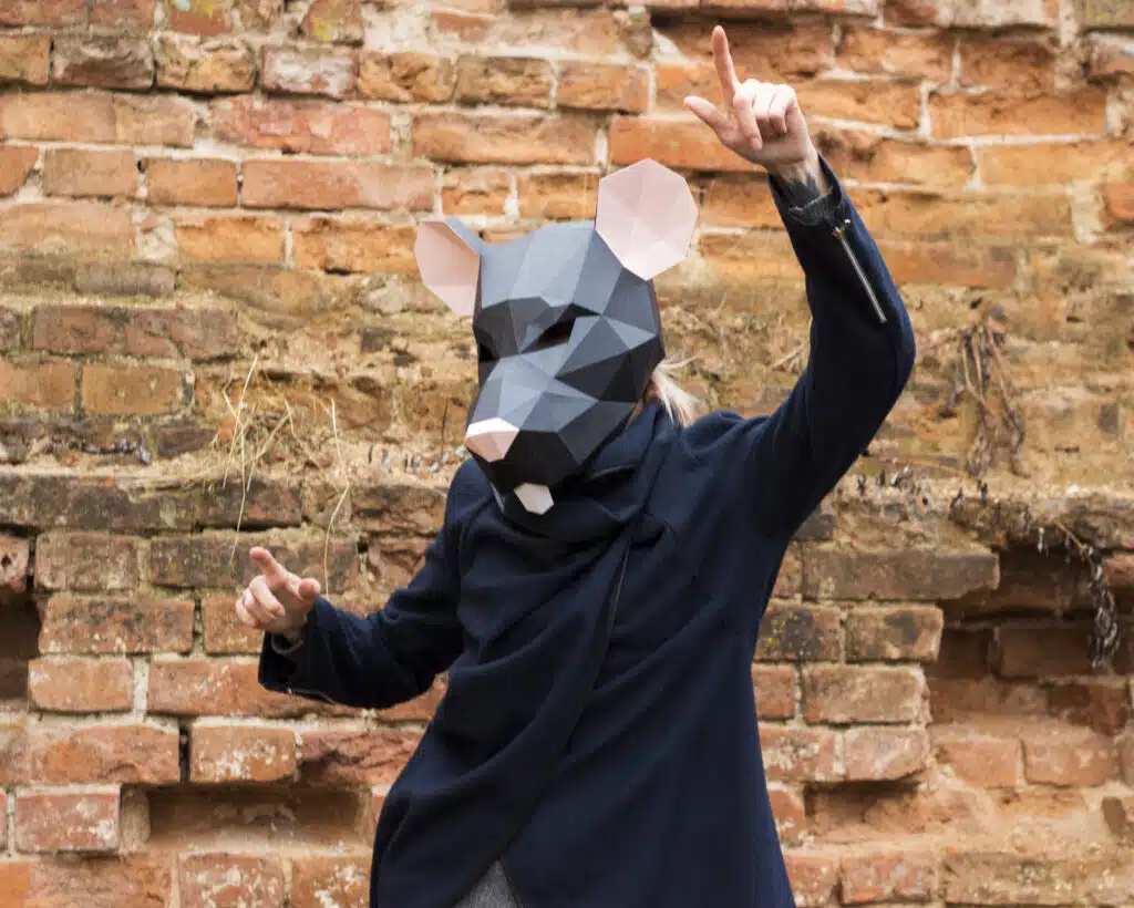 Ratmasker in papercraft 3D, weergave 3