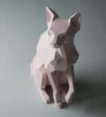 Papercraft de chat sphynx assis en origami 3D