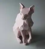 Sfinx kat sculptuur zittend papercraft, weergave 10