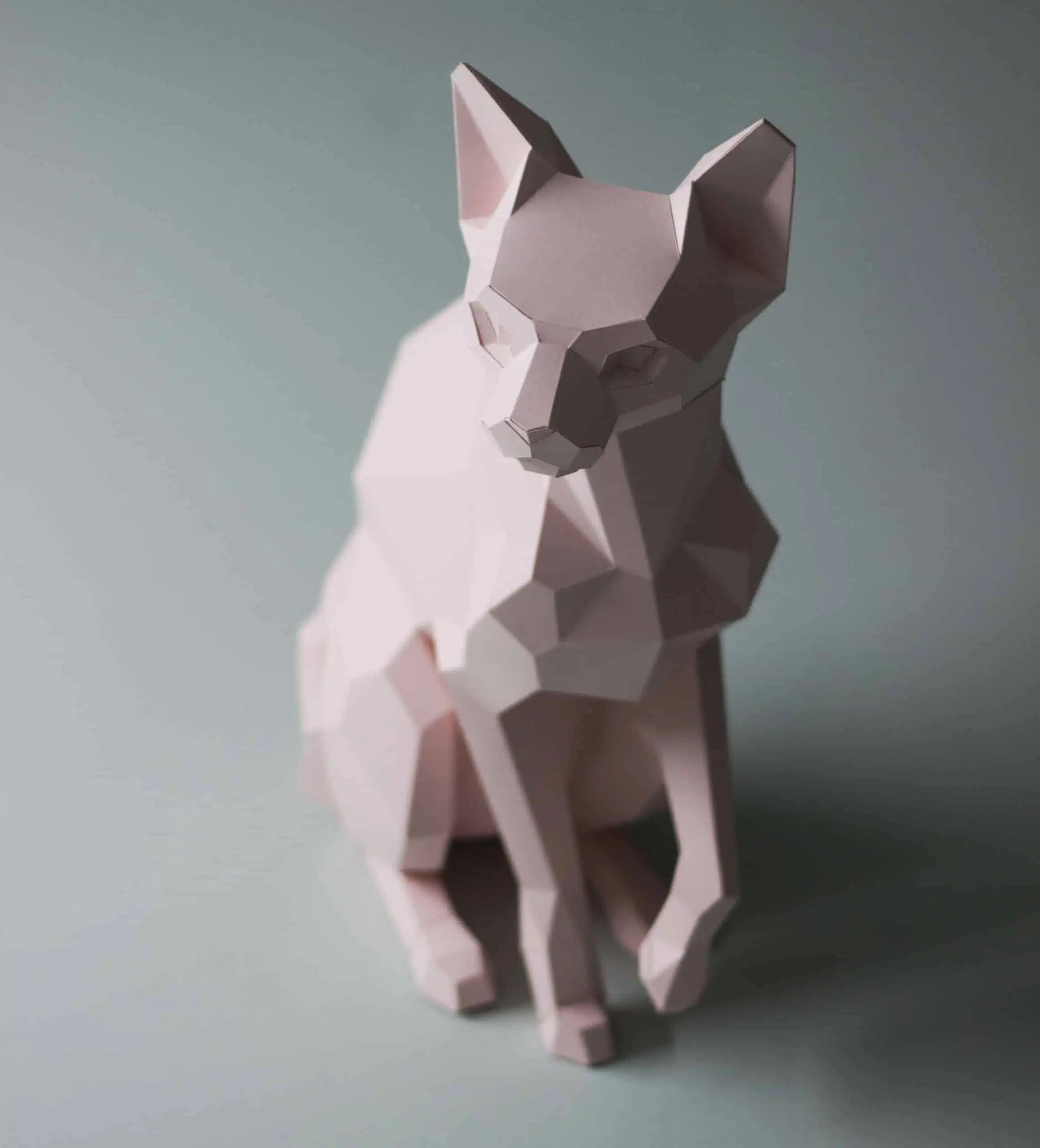 Sfinx kat sculptuur zittend papercraft, weergave 10