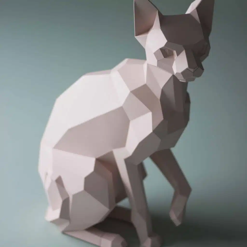 Scultura gatto sphynx seduto papercraft