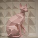 Scultura gatto sphynx seduto papercraft