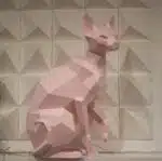 Sfinx kat sculptuur zittend papercraft, weergave 9
