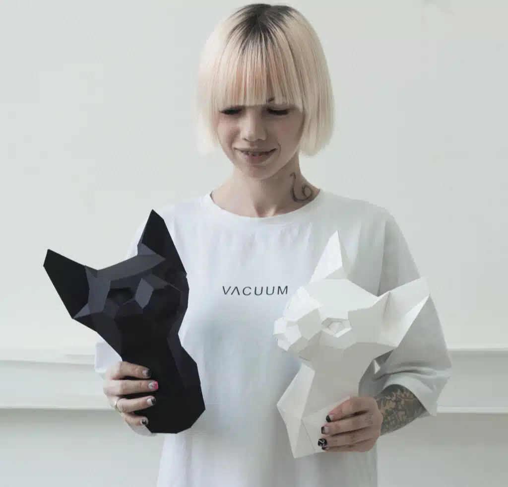 Sfinxkop in papercraft 3D, weergave 2