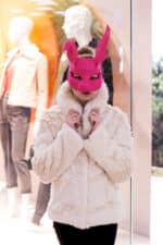 Papercraft rabbit mask in 3D origami