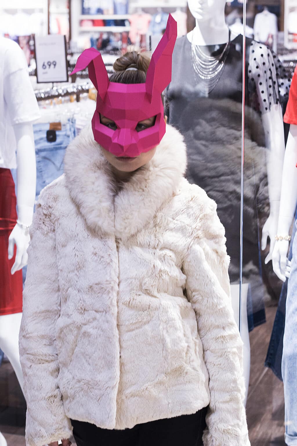 Papercraft rabbit mask in 3D origami