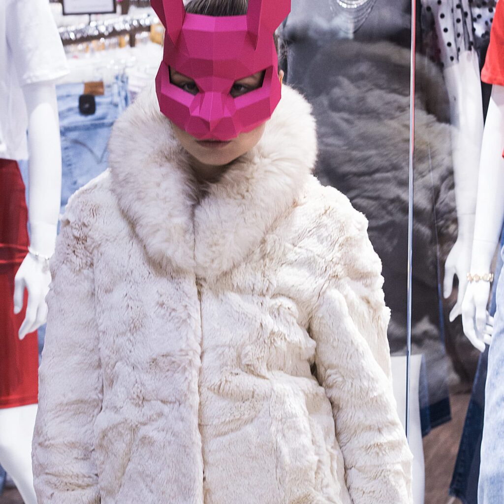 Papercraft rabbit mask in 3D origami