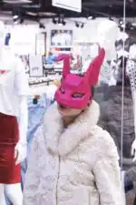 Roze konijnenmasker in papercraft 3D, weergave 7