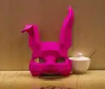 Roze konijnenmasker in papercraft 3D, weergave 6