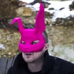 Papercraft rabbit mask in 3D origami