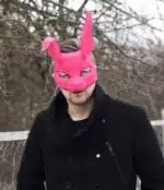 Roze konijnenmasker in papercraft 3D, weergave 5