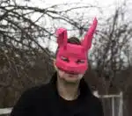Roze konijnenmasker in papercraft 3D, weergave 4