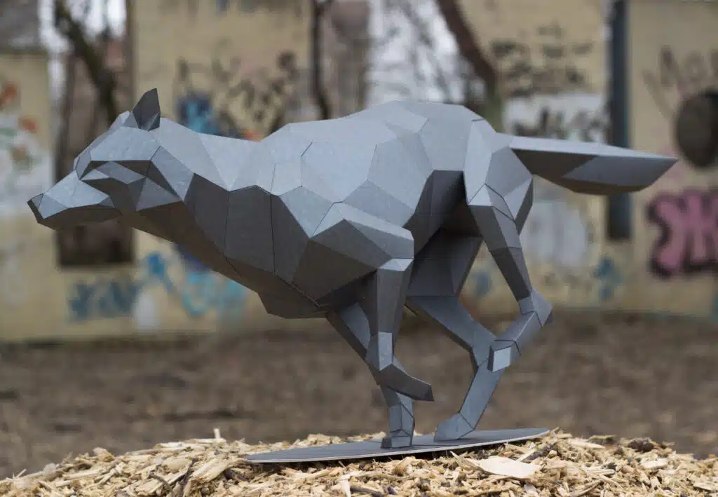 Lobo em papercraft 3D para montar