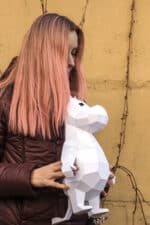 Papercraft kleines Nilpferd im Origami 3D