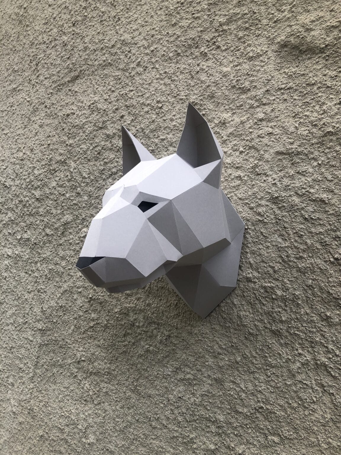 Papercraft testa di bull terrier in origami 3D